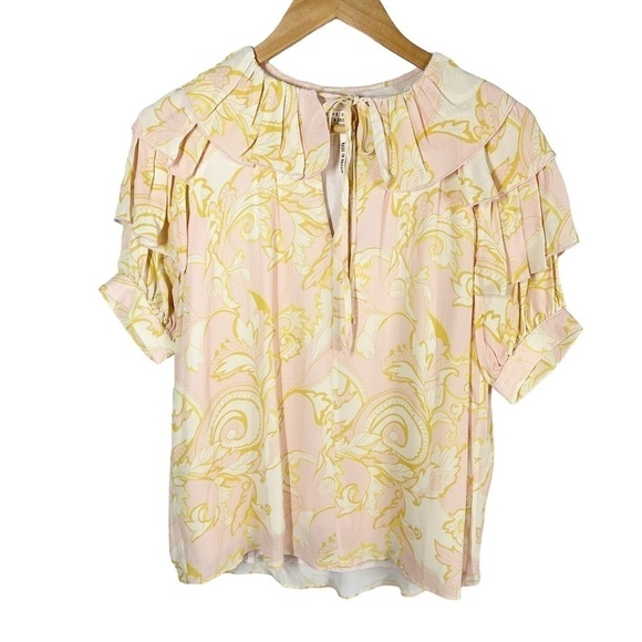 Ted Baker Frisis Frill Printed Short Sleeve Blouse Top Size 1 US 4 - Picture 7 of 13